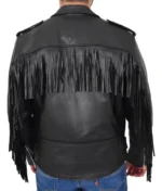 Men’s Black Fringe Leather Jacket-1