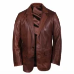 Men’s Brown Italian Leather Blazer Jacket-1