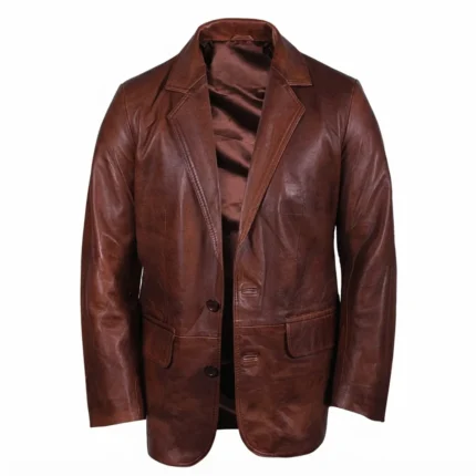 Men’s Brown Italian Leather Blazer Jacket-1
