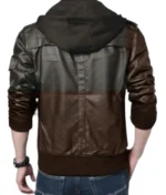 Men’s Brown Leather Hoodie Jacket-2