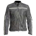 Men’s Cafe Racer Distressed Black Leather Jacket