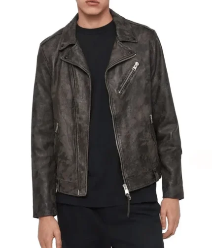 Distressed Black Leather Jacket