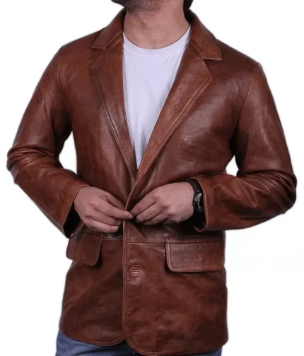 Men’s Brown Italian Leather Blazer Jacket