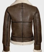Distressed Women Brown Shearling Leather Jacket-1