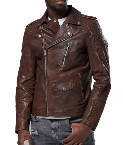 Men’s Biker Brown Leather Jacket
