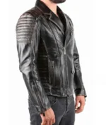 Distressed Brando Style Leather Jacket-2