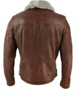 Men’s Tan Leather Shearling Collar Jacket-1
