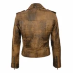 Women’s Distressed Brown Leather Jacket-3