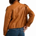 Women’s Casual-Style Brown Leather Jacket-3
