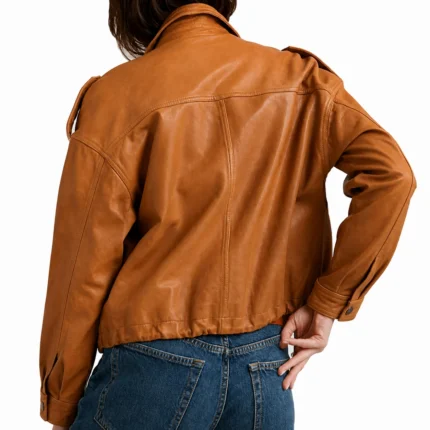 Women’s Casual-Style Brown Leather Jacket-3