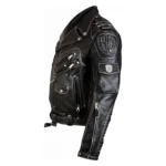 Heavyweight Men’s/Women Cowhide Black Biker Leather Jacket-5