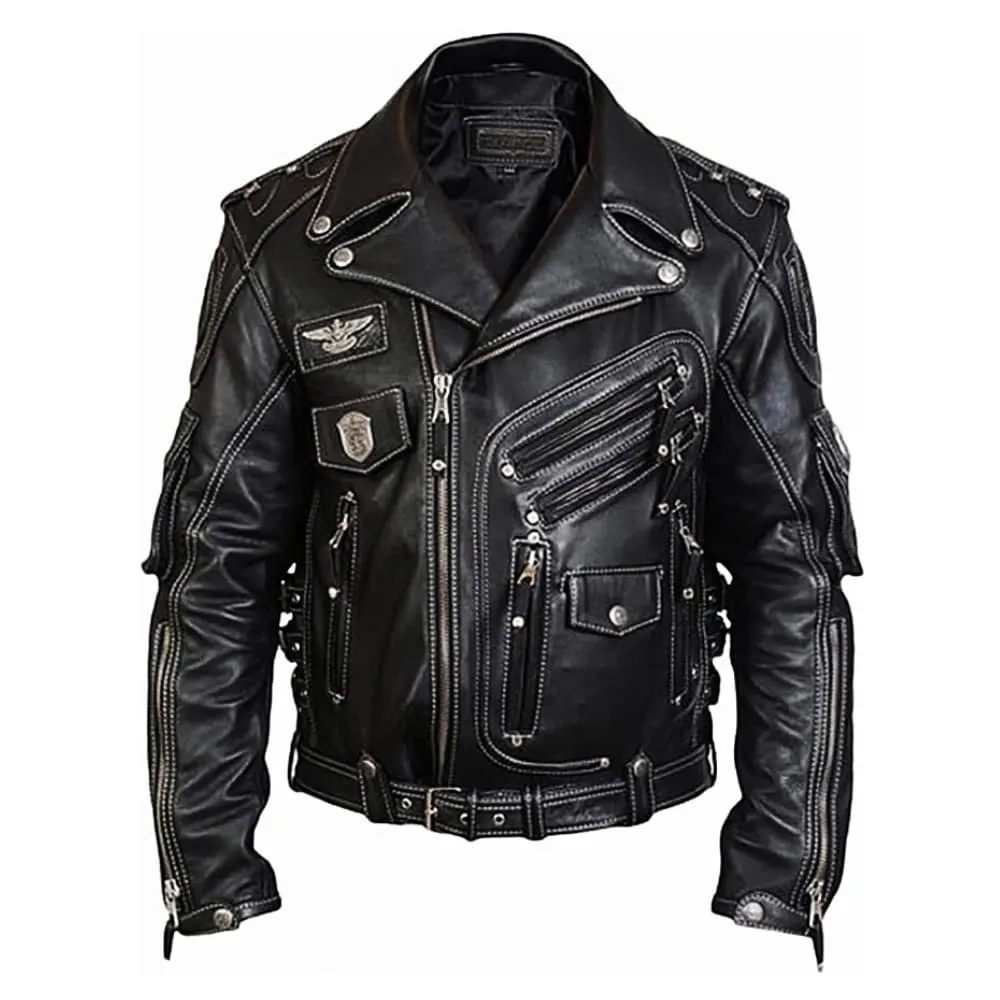 Heavyweight Men’s/Women Cowhide Black Biker Leather Jacket Heavyweight Men’s/Women Cowhide Black Biker Leather Jacket