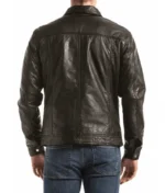 Black Shirt Collar Leather Jacket For Men’s-2