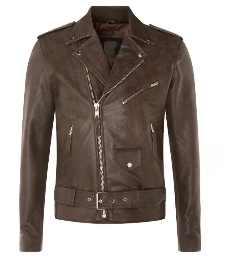 Men’s Antique Brown Leather Biker Jacket Men’s Antique Brown Leather Biker Jacket