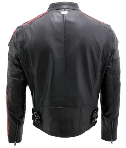 Men’s Black Leather Biker Jacket-2