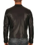 Black Slim Fit Leather Jacket Men-5