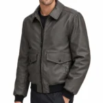 Men’s Judge Gray Leather Bomber Jacket