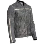 Men’s Cafe Racer Distressed Black Leather Jacket-2