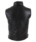Men’s Black Leather Quilted Sleeveless Jacket-2