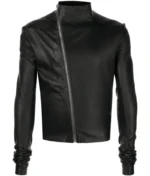 Men’s Black Asymmetric Leather Jacket-2