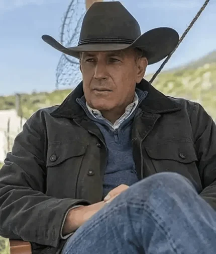 Yellowstone Series John Dutton Grey Cotton Jacket-1