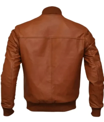 Men’s Brown Leather Bomber Jacket-2