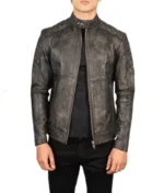 Distressed Brown Leather Biker Jacket