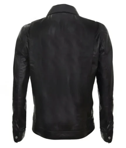 Men’s Antique Black Pleated Leather Jacket-1
