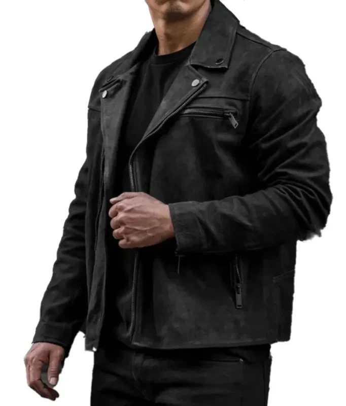 Black Matte Biker Leather Jacket For Men’s