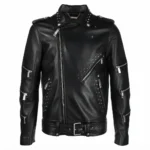 Men’s Black Lambskin Studded Leather Jacket
