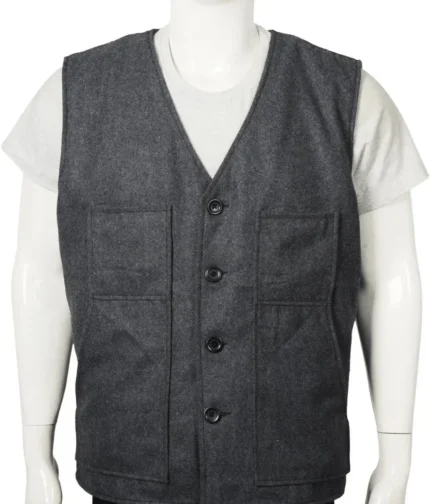 John Dutton Grey Wool Vest Yellowstone-1