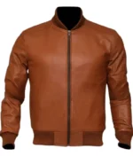 Men’s Brown Leather Bomber Jacket