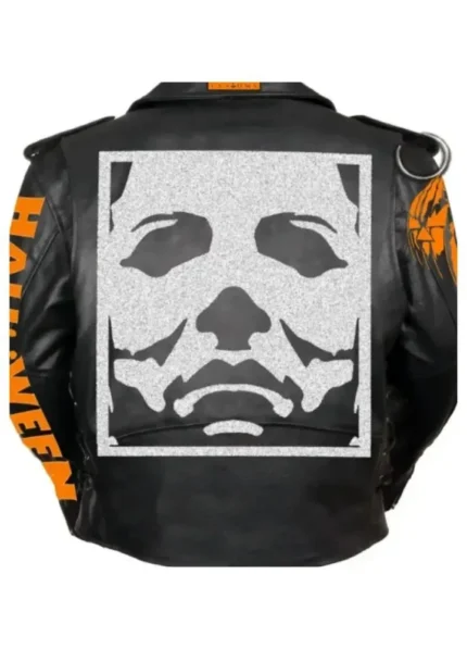 Halloween Black Biker Leather Jacket-2
