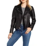 Black Biker Leather Jacket Women-2