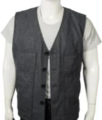 John Dutton Grey Wool Vest Yellowstone-2