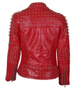 Women’s Red Studded Leather Jacket-2
