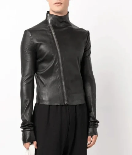 Men’s Black Asymmetric Leather Jacket