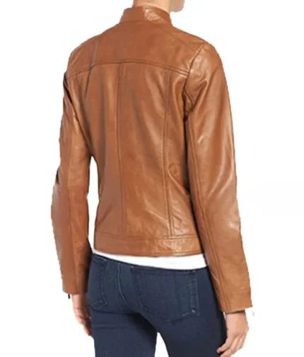 Slimfit Brown Leather Women’s Jacket-2