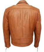 Tan Brown Leather Biker Jacket Men’s-2