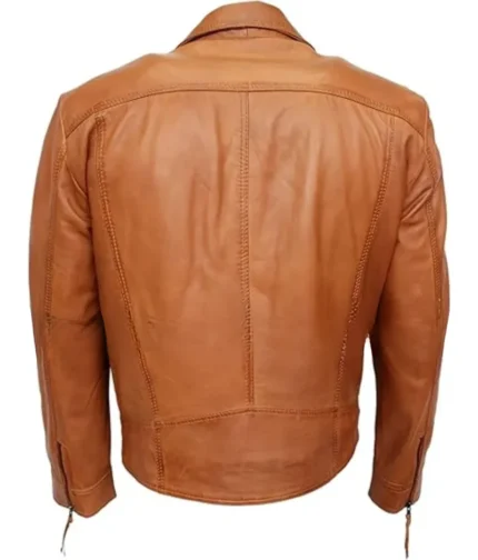 Tan Brown Leather Biker Jacket Men’s-2