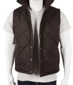 John Dutton Brown Quilted Vest Yellowstone Series-3