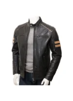 Men’s Striped Leather Jacket