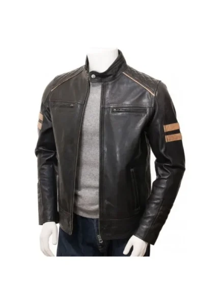 Men’s Striped Leather Jacket
