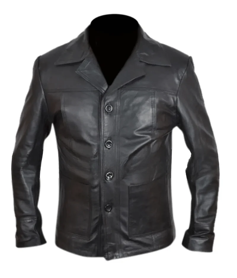 Men’s Black Leather Reefer Jacket Men’s Black Leather Reefer Jacket