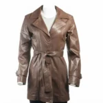 Women’s Brown Mackintosh Style Leather Coat