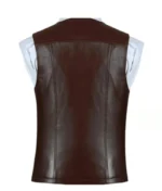 Men’s Distressed Maroon Sheepskin Vest-1