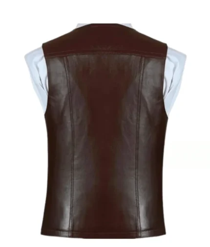 Men’s Distressed Maroon Sheepskin Vest-1