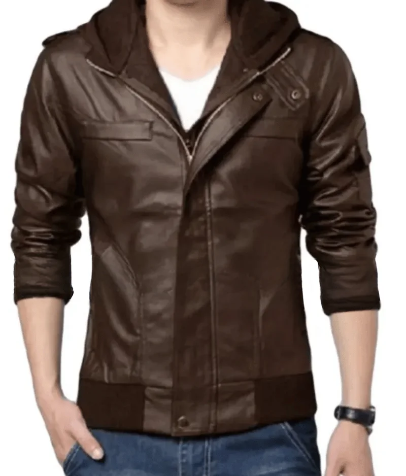 Men’s Brown Leather Hoodie Jacket Men’s Brown Leather Hoodie Jacket