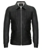 Men’s Antique Black Pleated Leather Jacket