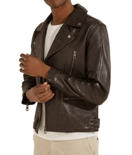 Chocolate Brownie Leather Biker Jacket-1